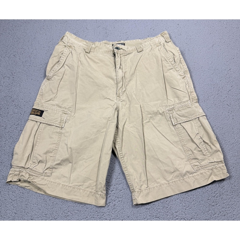 Polo Jeans Company Cargo Shorts Mens 32 Beige‎ Canvas Military 12 Inseam